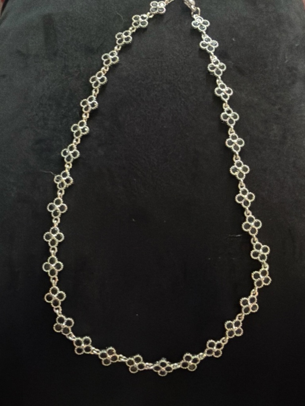 White Gold Plated Floral Link Necklace